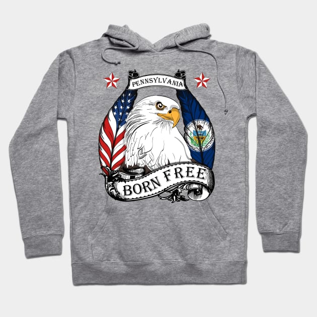 USA Pennsylvania Eagle - Born Free Hoodie by Fusti